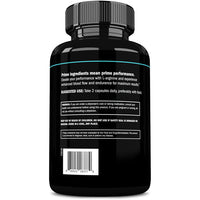 Back of the Prime Labs L-Arginine bottle with suggested use, warnings and barcode, headline Prime ingredients mean prime performance