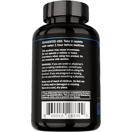 Prime Test Night Duty bottle back label with suggested use, drowsiness warning, safety information and barcode